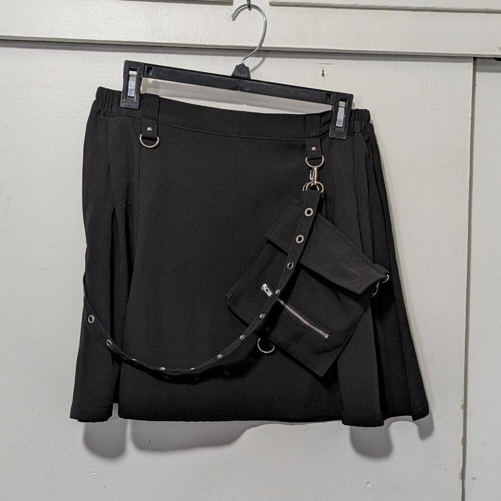 A-line Punk Gothic Skirt with movable strap and pocket - Picture 4 of 5